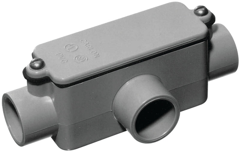 CARLON Carlon E983GR-CAR Conduit Body, IMC, Rigid, 1-1/4 in Hub, 8-21/32 in OAL, PVC, Gray ELECTRICAL CARLON