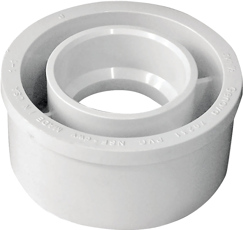 IPEX USA LLC-CANPLAS IPEX 192762 Flush Reducing Pipe Bushing, 3 x 1-1/2 in, Spigot x Hub, PVC, White, SCH 40 Schedule PLUMBING, HEATING & VENTILATION IPEX USA LLC-CANPLAS