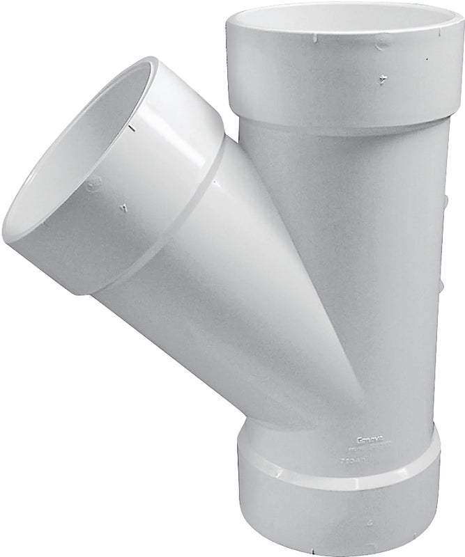 IPEX USA LLC-CANPLAS Canplas 192304L DWV Pipe Wye, 4 in, Hub, PVC, White, SCH 40 Schedule PLUMBING, HEATING & VENTILATION IPEX USA LLC-CANPLAS