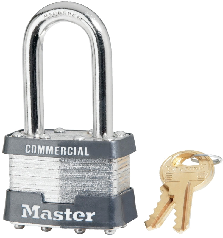MASTER LOCK Master Lock 1KALF 2126 Padlock, Keyed Alike Key, Open Shackle, 5/16 in Dia Shackle, 1-1/2 in H Shackle, Steel Body