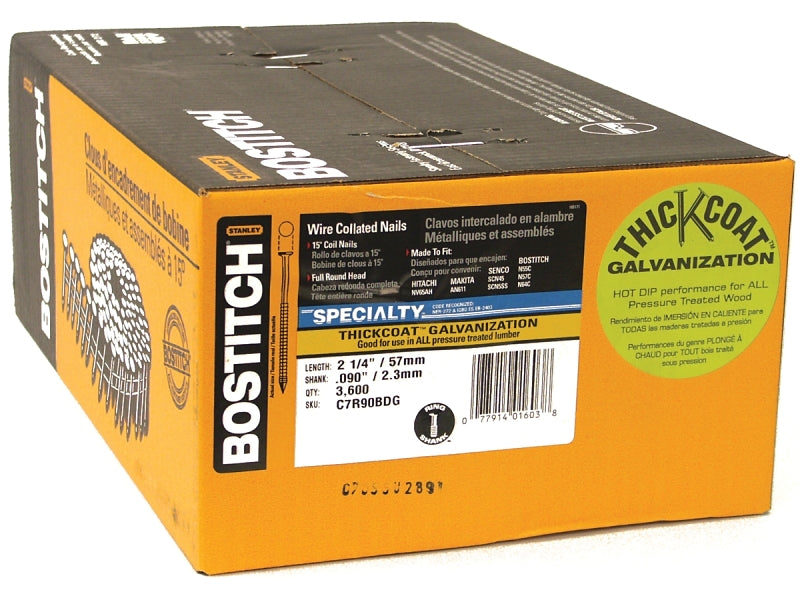 BOSTITCH Bostitch C7R90BDG Siding Nail, 2-3/16 in L, Steel, Thickcoat, Full Round Head, Ring Shank HARDWARE & FARM SUPPLIES BOSTITCH