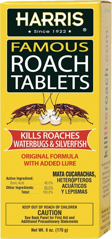 P.F. HARRIS MANUFACTURING Harris HRT-6 Roach Tablet, Crystalline Solid, 6 oz