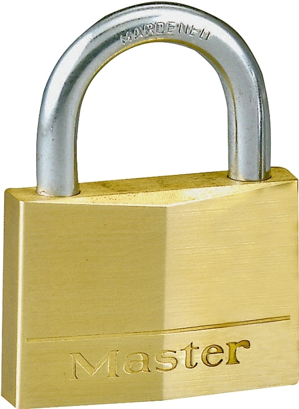 MASTER LOCK Master Lock 150D Padlock, Keyed Different Key, 9/32 in Dia Shackle, Steel Shackle, Solid Brass Body, 2 in W Body