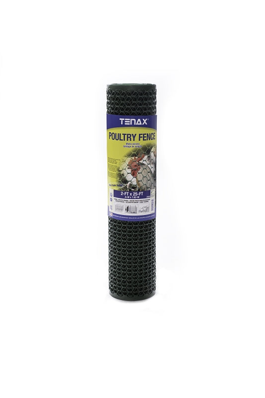 TENAX Tenax 72120942 Poultry Fence, 25 ft L, 2 ft W, 3/4 x 3/4 in Mesh, Plastic, Green