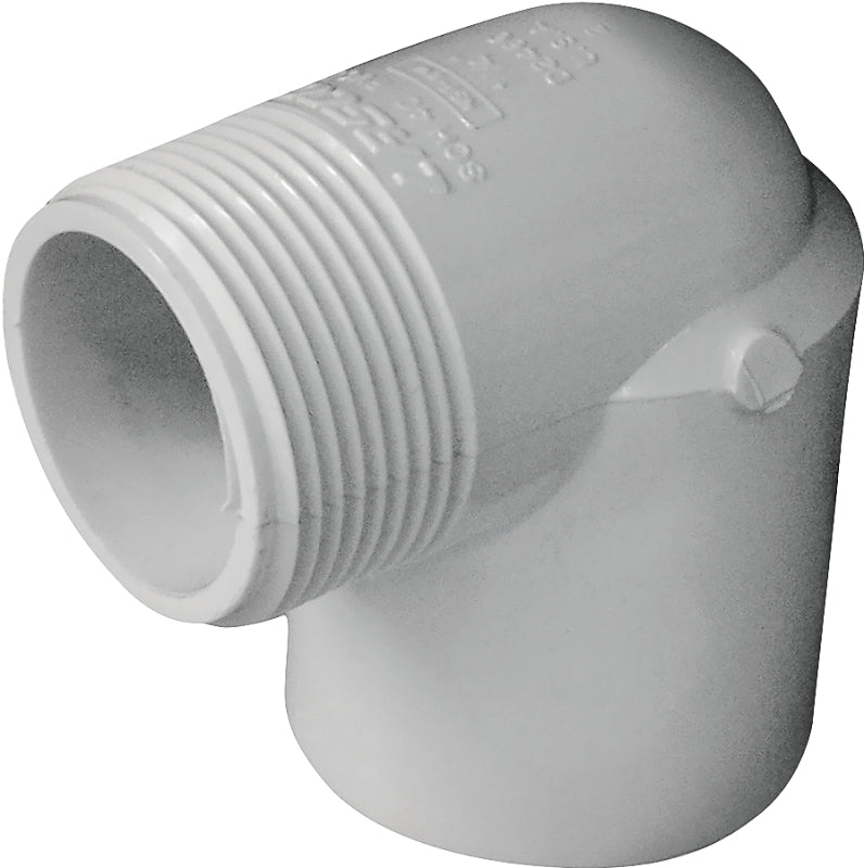 IPEX USA LLC-CANPLAS IPEX 435503 Street Pipe Elbow, 1-1/4 x 1-1/4 in, Slip x MPT, 90 deg Angle, PVC, White, SCH 40 Schedule