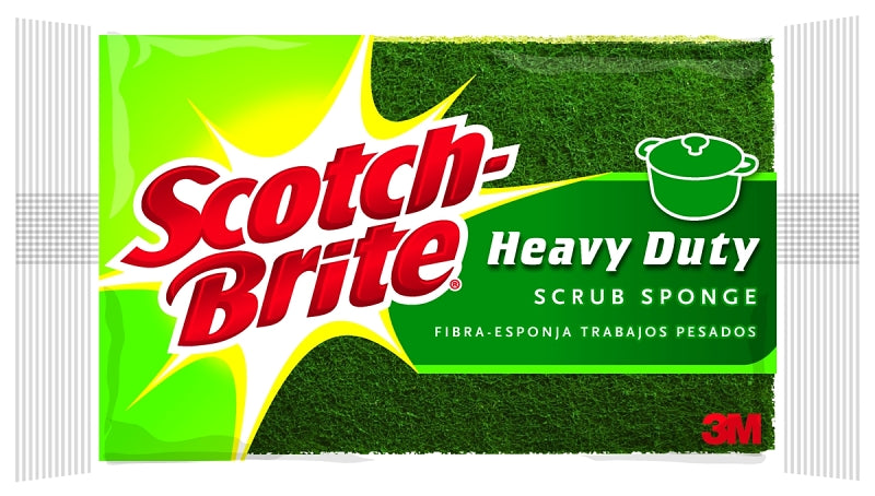 SCOTCH-BRITE Scotch-Brite 425 Scrub Sponge, 4-1/2 in L, 2.7 in W, 0.6 in Thick, Cellulose/Synthetic Fiber, Green/Yellow CLEANING & JANITORIAL SUPPLIES SCOTCH-BRITE