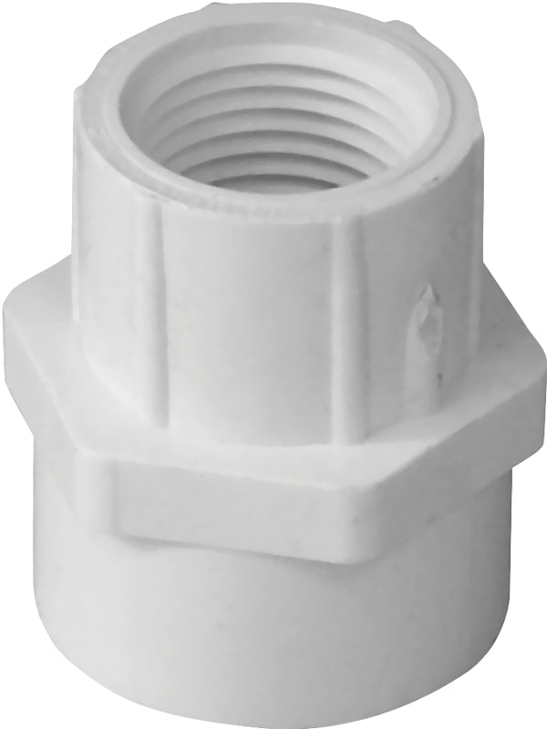 IPEX IPEX 435958 Reducing Pipe Adapter, 1 x 3/4 in, Socket x FPT, PVC, White, SCH 40 Schedule, 150 psi Pressure