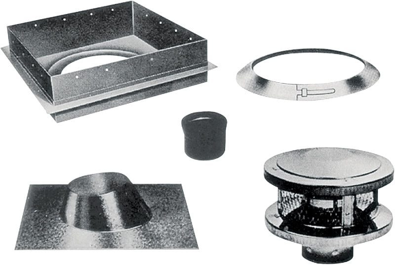 AMERICAN METAL AmeriVent 6HS-RKS Chimney Kit, Stainless Steel, Includes: (1) Ceiling Support, (1) Flat to 6/12 Pitch Flashing