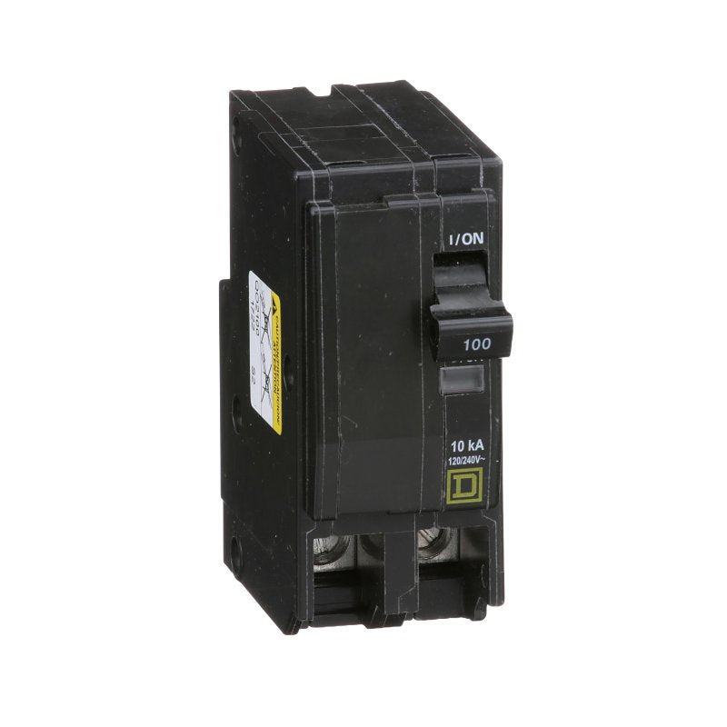 SQUARE D Square D QO QO2100CP Circuit Breaker, Mini, 100 A, 2 -Pole, 120/240 VAC, 48 VDC, Plug Mounting, Black