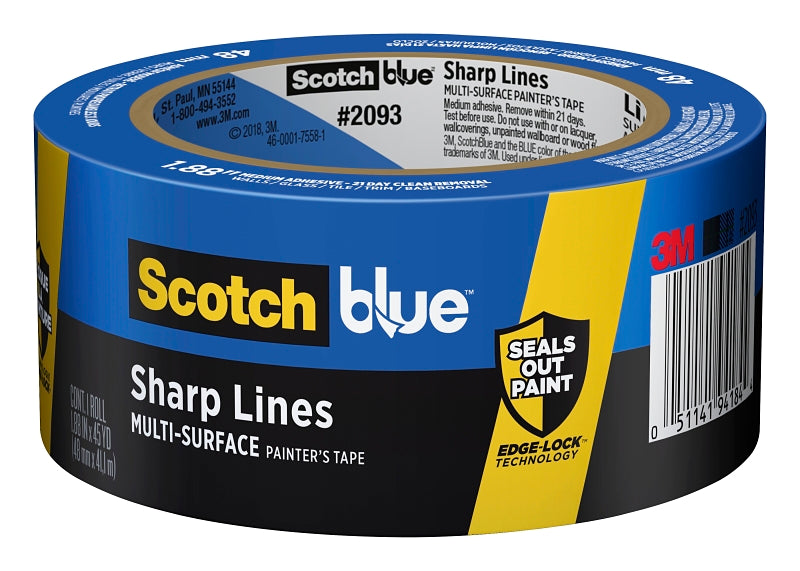 SCOTCH BLUE ScotchBlue 2093EL-48N Painter's Tape, 60 yd L, 1.88 in W, Smooth Crepe Paper Backing, Blue PAINT SCOTCH BLUE