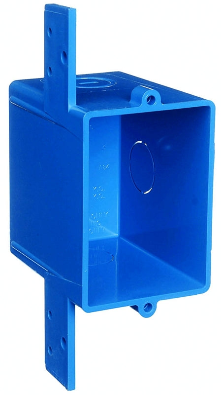 CARLON Carlon A58381D-CAR Outlet Box, 1-Gang, 3-Knockout, 1/2 in Knockout, PVC, Blue, Bracket Mounting ELECTRICAL CARLON