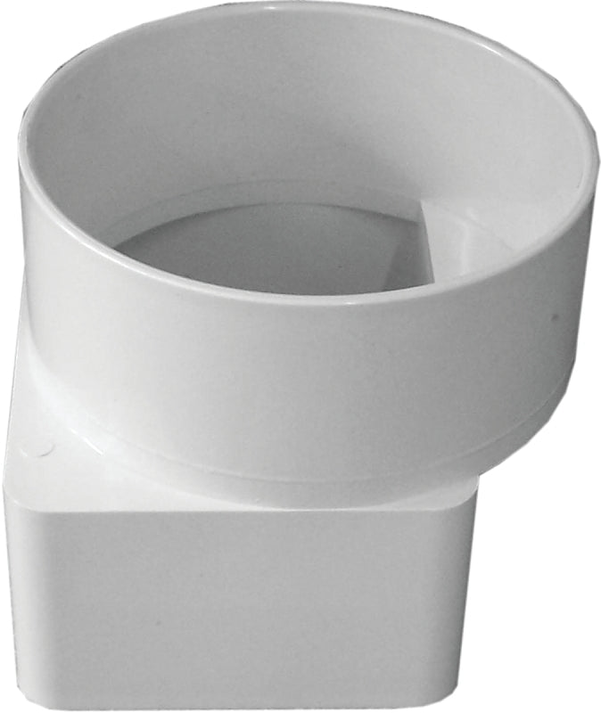 IPEX USA LLC-CANPLAS Canplas 414463BC Downspout Adapter, Offset, 3 x 4 in Connection, Hub, PVC, White