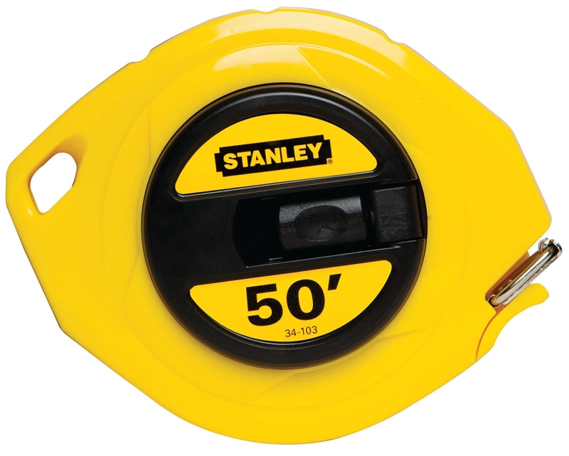 STANLEY STANLEY 34-103 Measuring Tape, 50 ft L Blade, 3/8 in W Blade, Steel Blade, ABS Case, Yellow Case