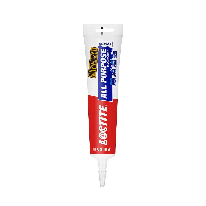 LOCTITE Loctite POLYSEAMSEAL 2139007 Adhesive Caulk, Clear, 24 hr to 2 weeks Curing, 40 to 100 deg F, 5.5 oz Squeeze Tube