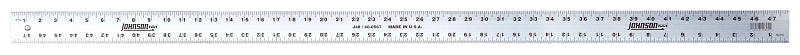 HULTAFORS Johnson COLORmaxx Series J48 Straight Edge Ruler, 1/8, 1/16 in Graduation, Aluminum, Clear, 2 in W
