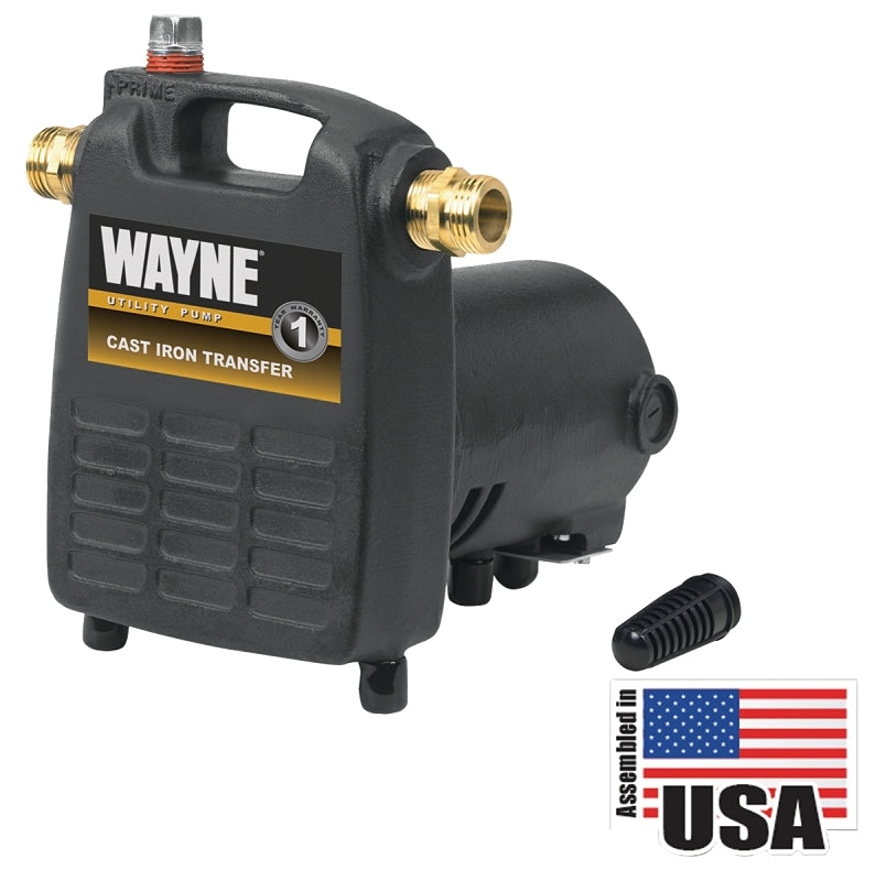 WAYNE Wayne PC4 Non-Submersible Self-Priming Utility Pump, 1-Phase, 8 A, 120 V, 0.5 hp, 3/4 in Outlet, 1600 gph, Iron