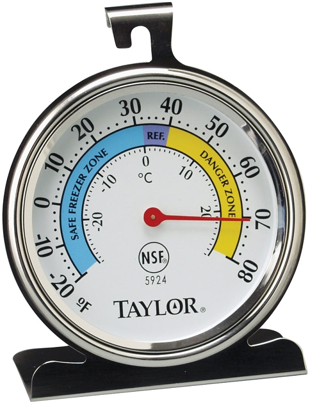 TAYLOR Taylor 5924 Fridge/Freezer Thermometer, -20 to 80 deg F, Analog Display, White