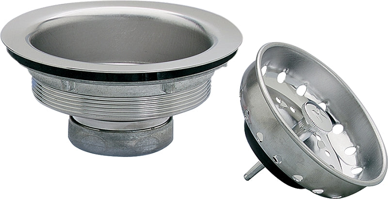 KEENEY Keeney 1431SSBX Basket Strainer with Fixed Stick Post, 4-3/8 in Dia, Stainless Steel, Chrome-Plated, 3-1/4 in Dia Mesh PLUMBING, HEATING & VENTILATION KEENEY