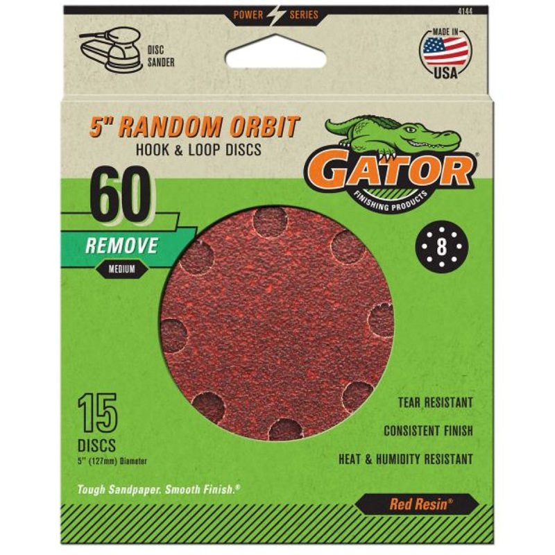 GATOR Gator 4144 Sanding Disc, 5 in Dia, Aluminum Oxide Abrasive, 60 Grit, Coarse, Vented TOOLS GATOR