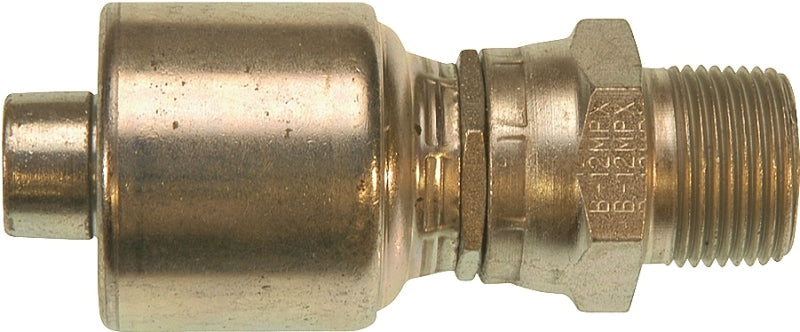 GATES Gates MegaCrimp G25105-0606 Hose Coupling, 3/8 x 3/8 in Dia, 2.81 in, 3/8-18, Crimp x NPTF, Straight Angle, Steel, Zinc