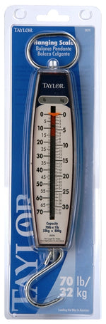 TAYLOR Taylor 3070 Hanging Scale, 70 lb, Analog Display, Steel Housing Material, lb HOUSEWARES TAYLOR