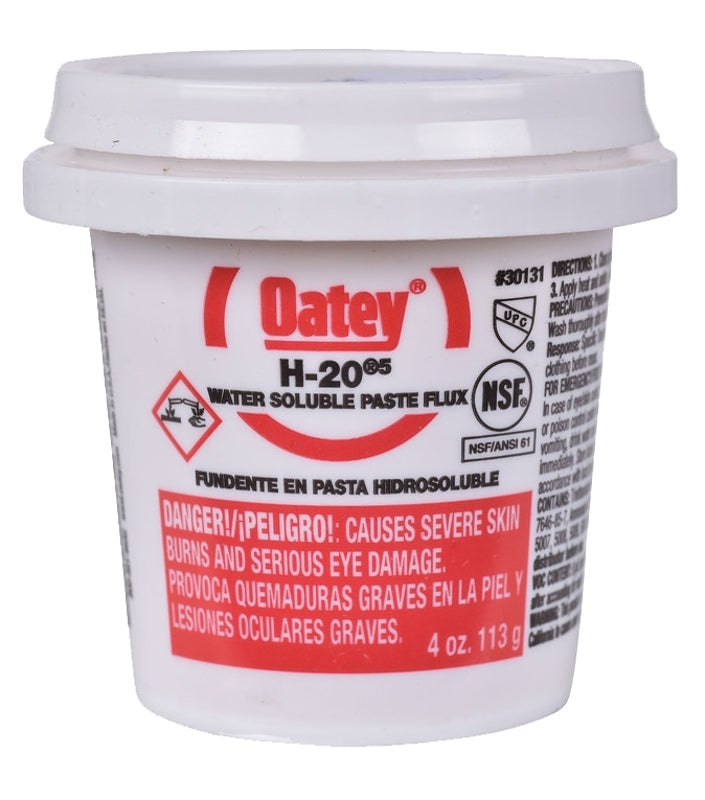 OATEY Oatey H-20 Series 30131 Water Soluble Flux, 4 oz, Paste, Light Yellow