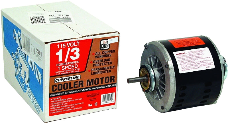 DIAL Dial 2201 Evaporative Cooler Motor, 0.33 hp, 115 V, 1/2 in Dia Shaft, 1725 rpm Speed, Ball Bearing APPLIANCES & ELECTRONICS DIAL