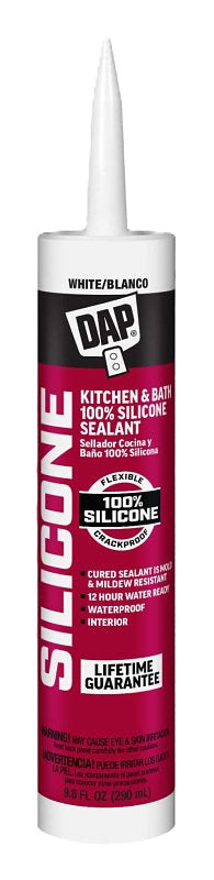 DAP DAP 08640 Sealant, White, 24 hr Curing, -40 to 400 deg F, 9.8 oz Tube PAINT DAP