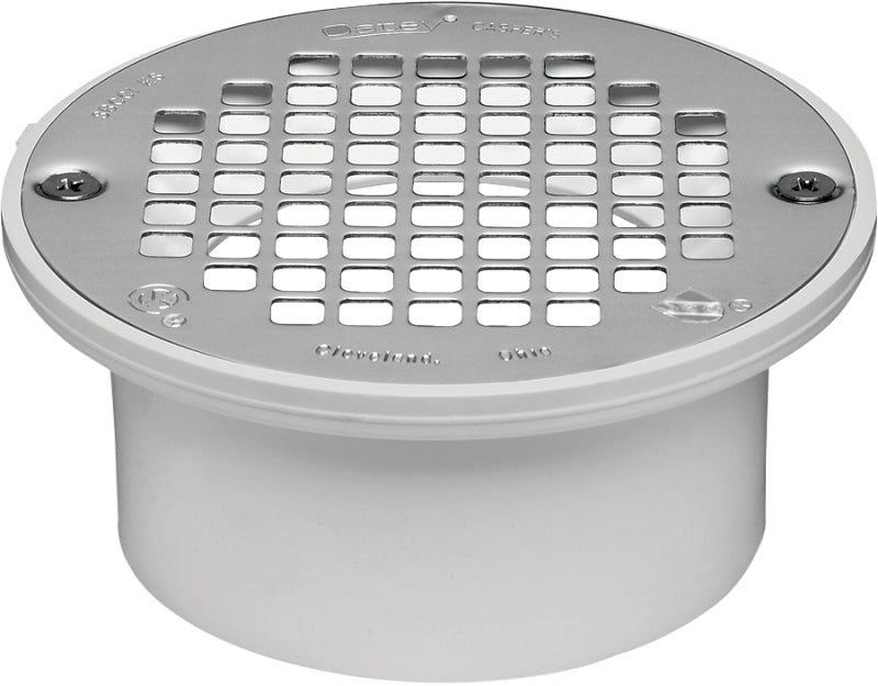 OATEY Oatey 43583 Floor Drain, 4 x 3 in, White, 5-1/4 in OD, Solvent Weld, PVC Body PLUMBING, HEATING & VENTILATION OATEY