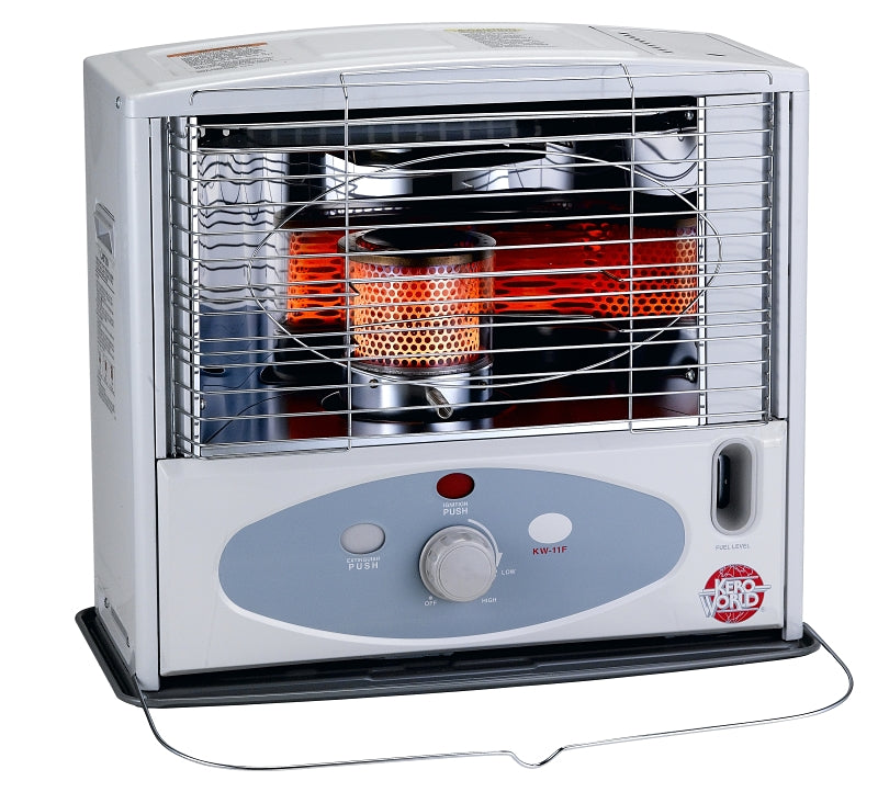 KERO WORLD Kero World KW-11 Radiant Heater, 1 gal Tank, Kerosene, 10,000 Btu, 450 sq-ft Heating Area, Gray
