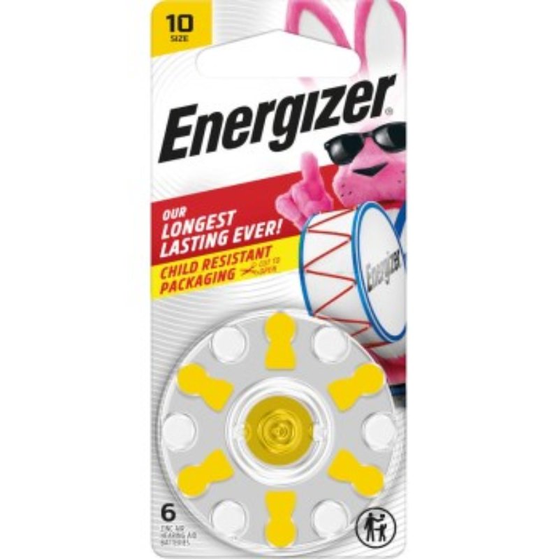 ENERGIZER BATTERY Energizer 10CR-6ENRUS Hearing Aid Battery, 1.4 V Battery, 89 mAh, Zinc-Air ELECTRICAL ENERGIZER BATTERY