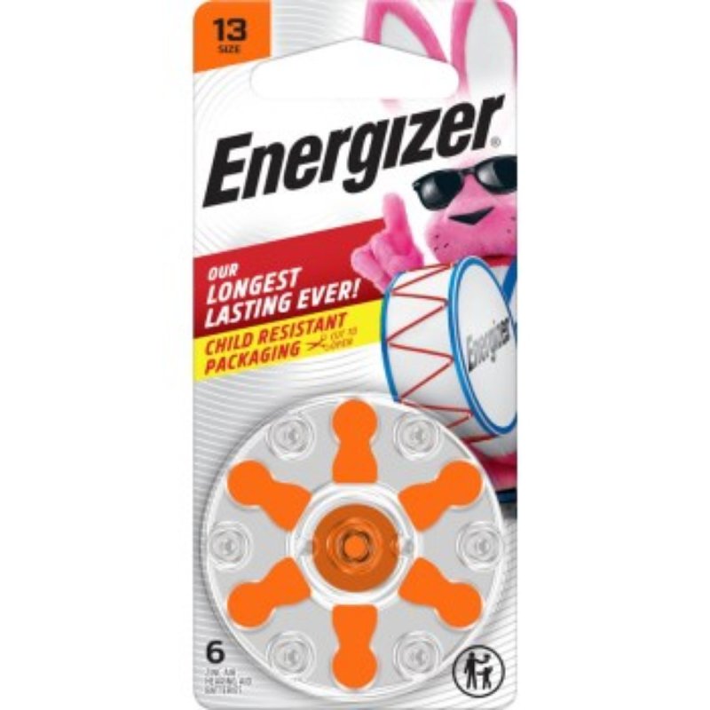 ENERGIZER BATTERY Energizer 13 Series AZ13DP-8 Non-Rechargeable Hearing Aid Battery, 1.4 V Battery, 242 mAh, Zinc-Air ELECTRICAL ENERGIZER BATTERY