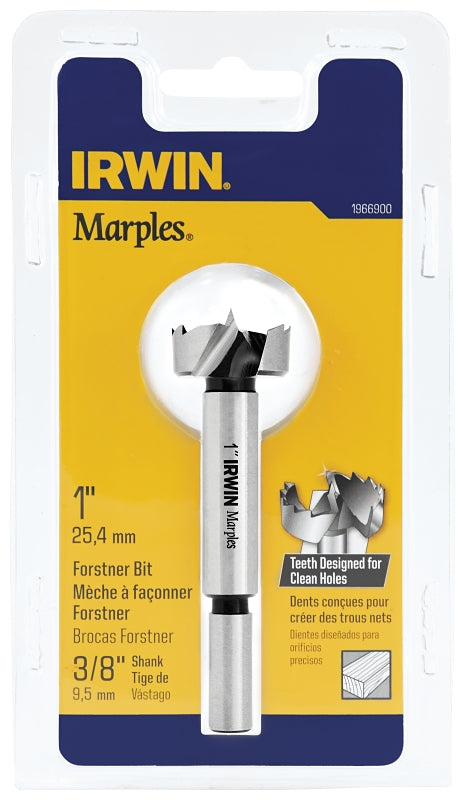 IRWIN Irwin 1966900/42916 Forstner Bit, 1 in Dia, 3-1/2 in OAL, 3/8 in Dia Shank, Reduced Shank TOOLS IRWIN