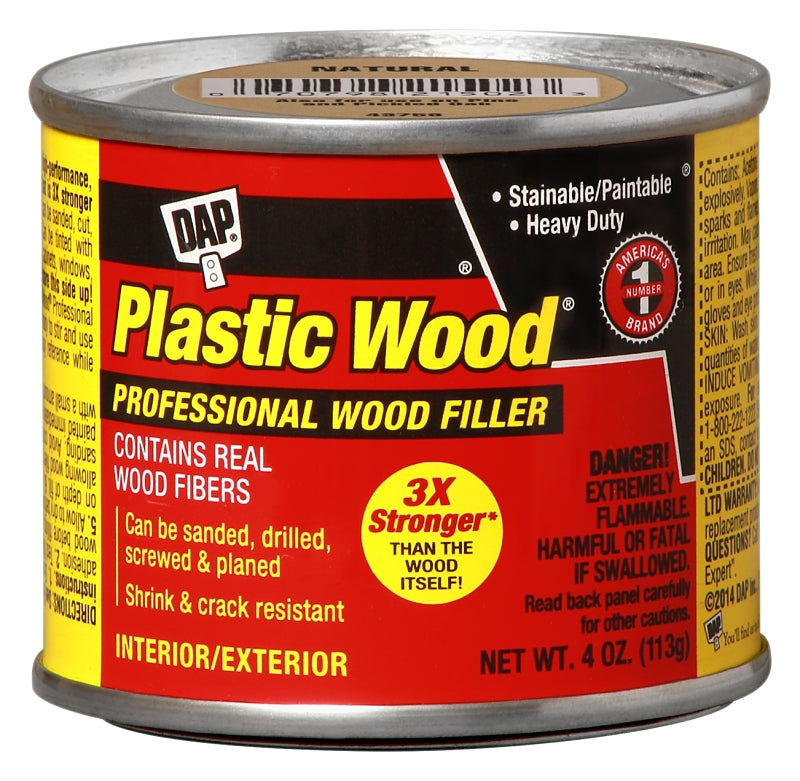 DAP DAP 21502 Wood Filler, Paste, Strong Solvent, Natural, 4 oz PAINT DAP