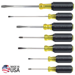 KLEIN Klein Tools 85076 General Purpose Screwdriver Set, 7-Piece, Steel, Chrome, Black, Specifications: Round, Square Shank