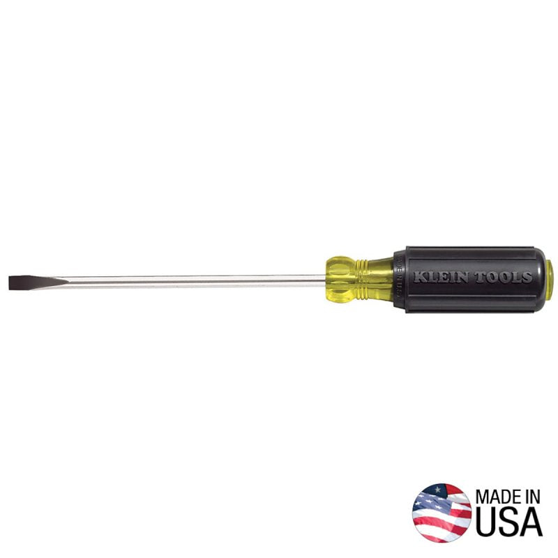 KLEIN Klein Tools 605-6 Screwdriver, 1/4 in Drive, Cabinet Drive, 10-11/32 in OAL, 6 in L Shank, Rubber Handle
