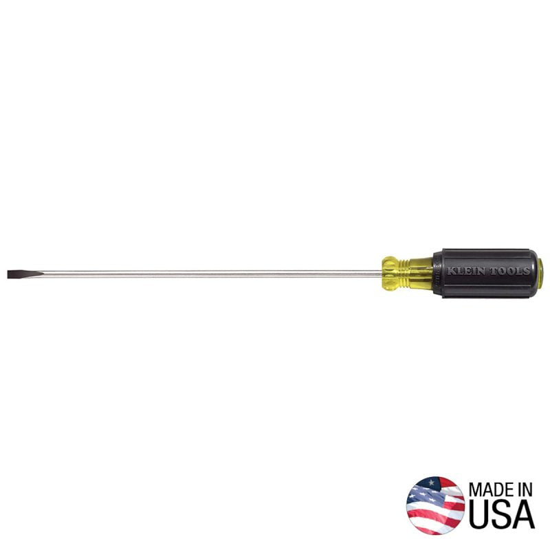 KLEIN Klein Tools 601-8 Screwdriver, 3/16 in Drive, Cabinet Drive, 11-3/4 in OAL, 8 in L Shank, Rubber Handle TOOLS KLEIN