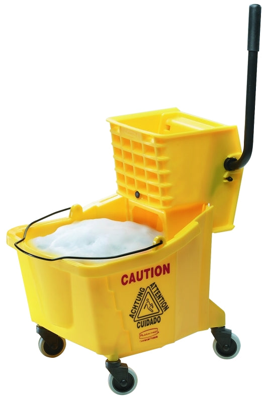 RUBBERMAID Rubbermaid FG758021YEL Mop Wringer Bucket with Wheels, 35 qt Capacity, Plastic Bucket/Pail, Yellow