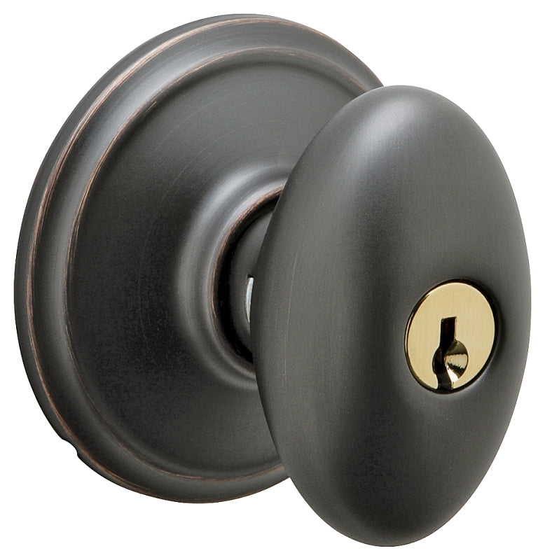 SCHLAGE LOCK Schlage Siena Series F51A VSIE716 Entry Knob, Knob Handle, Aged Bronze, Metal, C Keyway, Re-Key Technology: Traditional