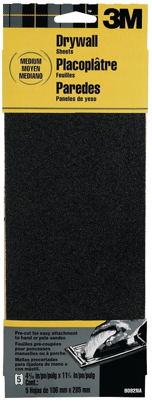 3M 3M 9092 Sandpaper, 11 in L, 4-3/16 in W, 100 Grit, Medium, Silicone Carbide Abrasive PAINT 3M