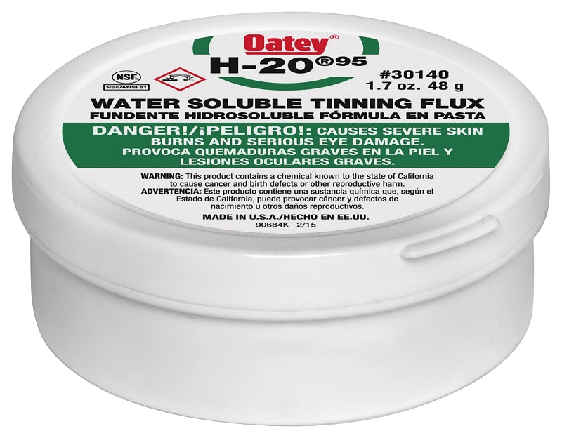 OATEY Oatey H-20 Series 30140 Water Soluble Flux, 1.7 oz, Paste, Gray PLUMBING, HEATING & VENTILATION OATEY