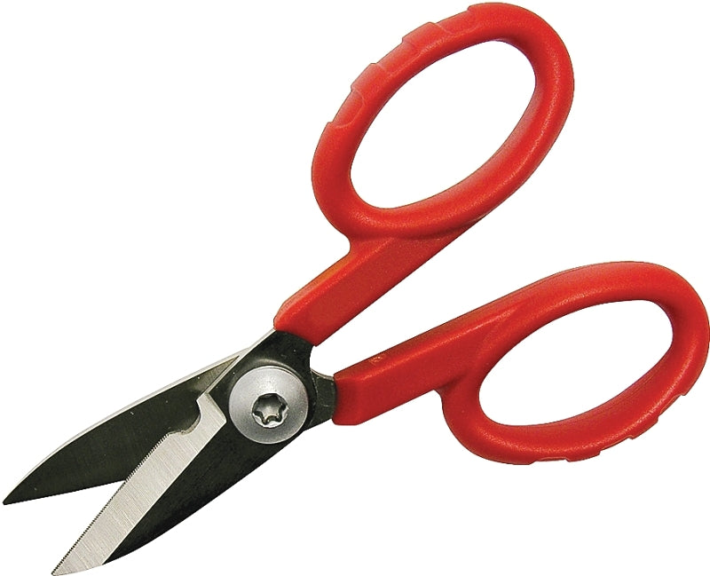 GB Gardner Bender ES-360 Electrician Scissor/Cutter, 5-1/2 in OAL, 1-5/8 in L Cut, Stainless Steel Blade, Red Handle