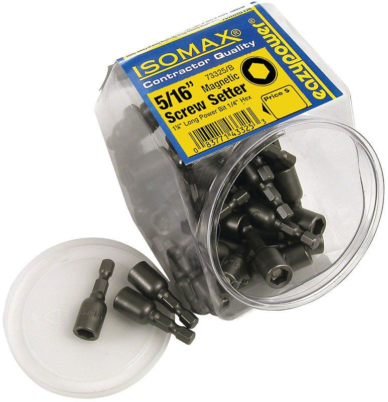 EAZYPOWER Isomax 00325 Nutsetter, 5/16 in Drive, 1-5/8 in L, 1/4 in L Shank, Hex Shank