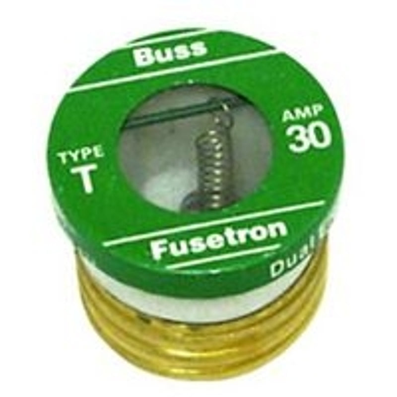 BUSSMANN Bussmann BP/T-30 Plug Fuse, 30 A, 125 V, 10 kA Interrupt, Time Delay Fuse, Plastic Body, Low Voltage ELECTRICAL BUSSMANN
