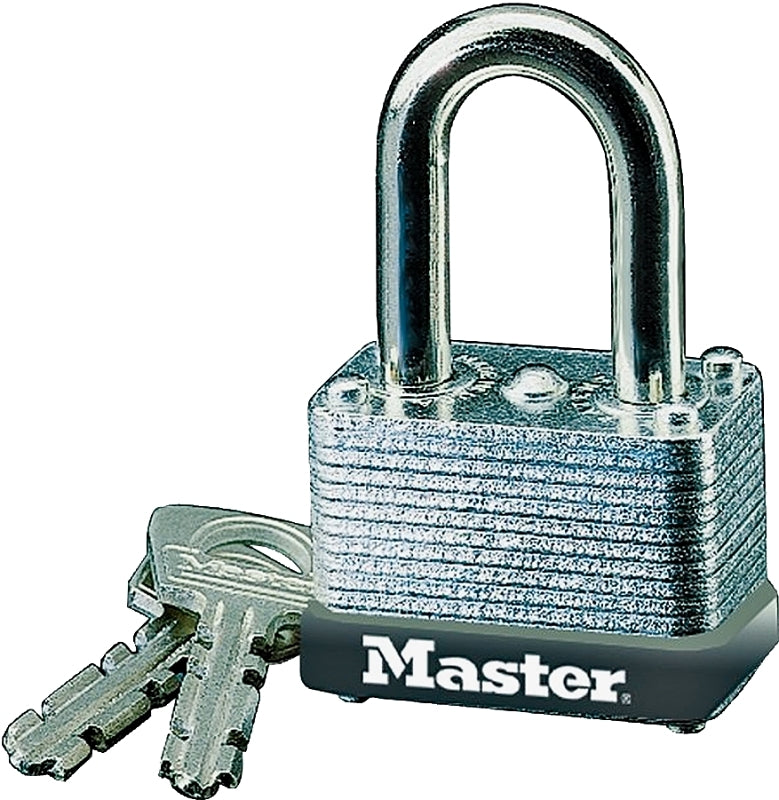 MASTER LOCK Master Lock 22D Padlock, Keyed Different Key, 1/4 in Dia Shackle, 5/8 in H Shackle, Steel Shackle, Steel Body, Laminated