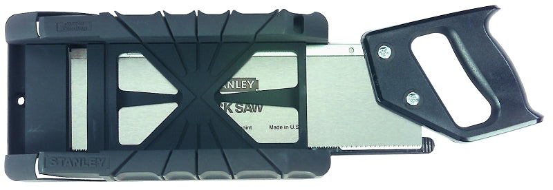 STANLEY STANLEY 19-800 Miter Box with Saw, 12 in W Cutting, 22.5, 45, 90 deg Cutting Slot, Plastic/Rubber, Gray TOOLS STANLEY