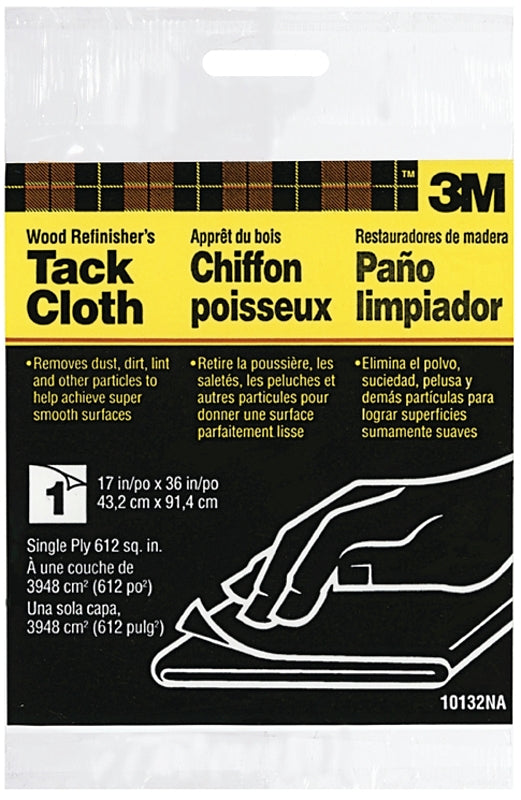 3M 3M 10132 Tack Cloth, 36 in L, 17 in W, Synthetic Fabric, White, 1-Ply PAINT 3M