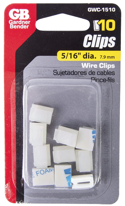 GB Gardner Bender GWC-1510 Wire Clip, Poly, White, Stick-On Mounting