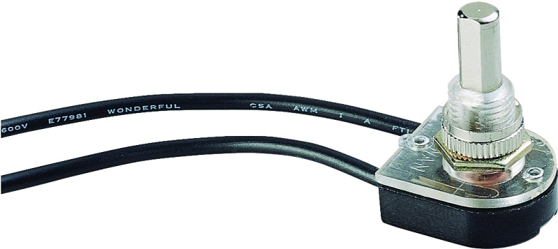 GB Gardner Bender GSW-24 Pushbutton Switch, 1/3/6 A, 125/250 V, SPST, Lead Wire Terminal, Plastic Housing Material, Chrome