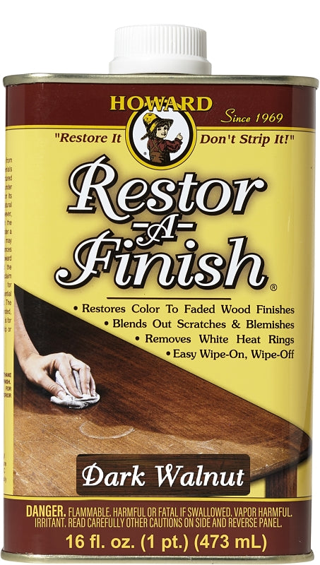 HOWARD Howard RF6016 Wood Restorer, Dark Walnut, Liquid, 16 oz, Can